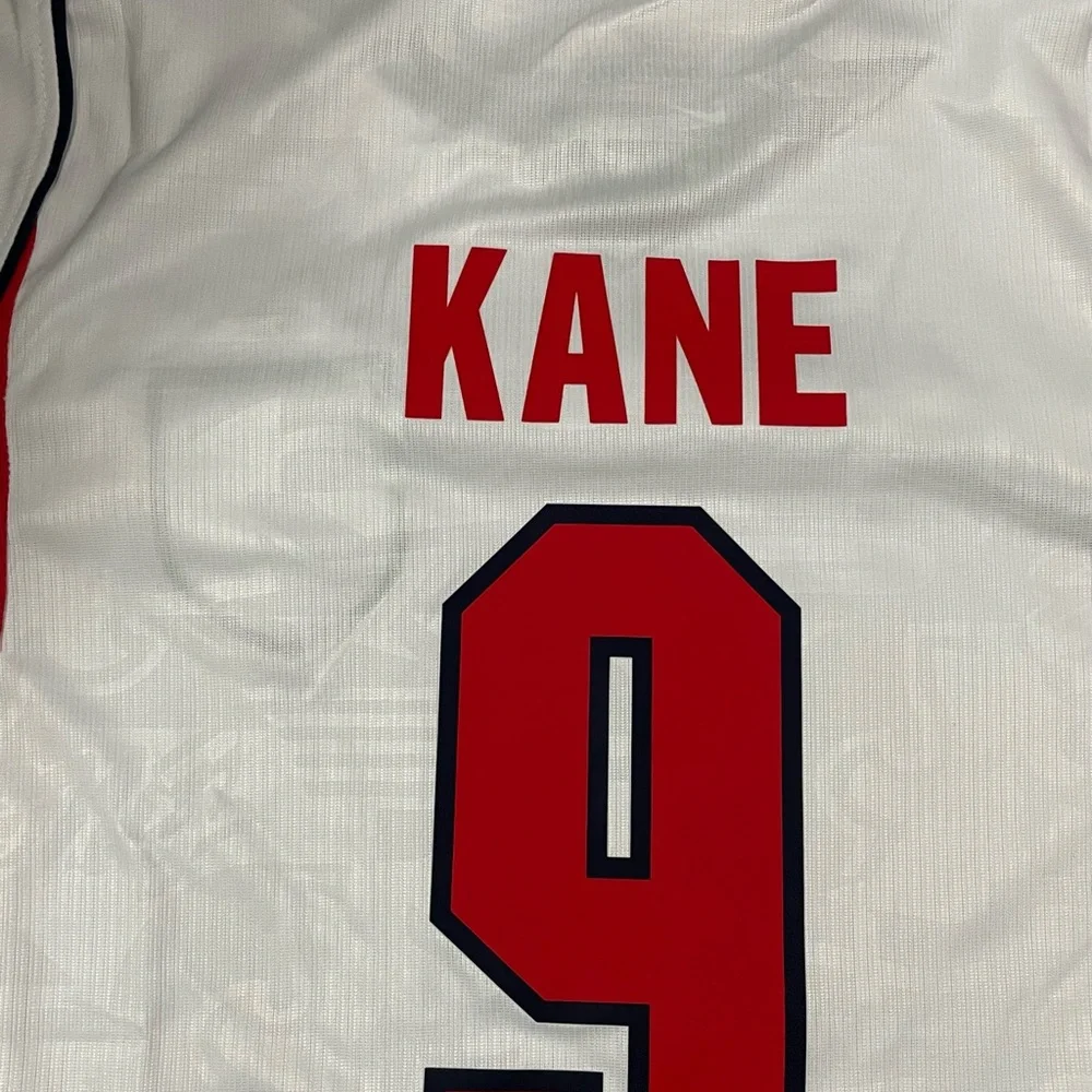 Nike White and Red England #9 Football Jersey